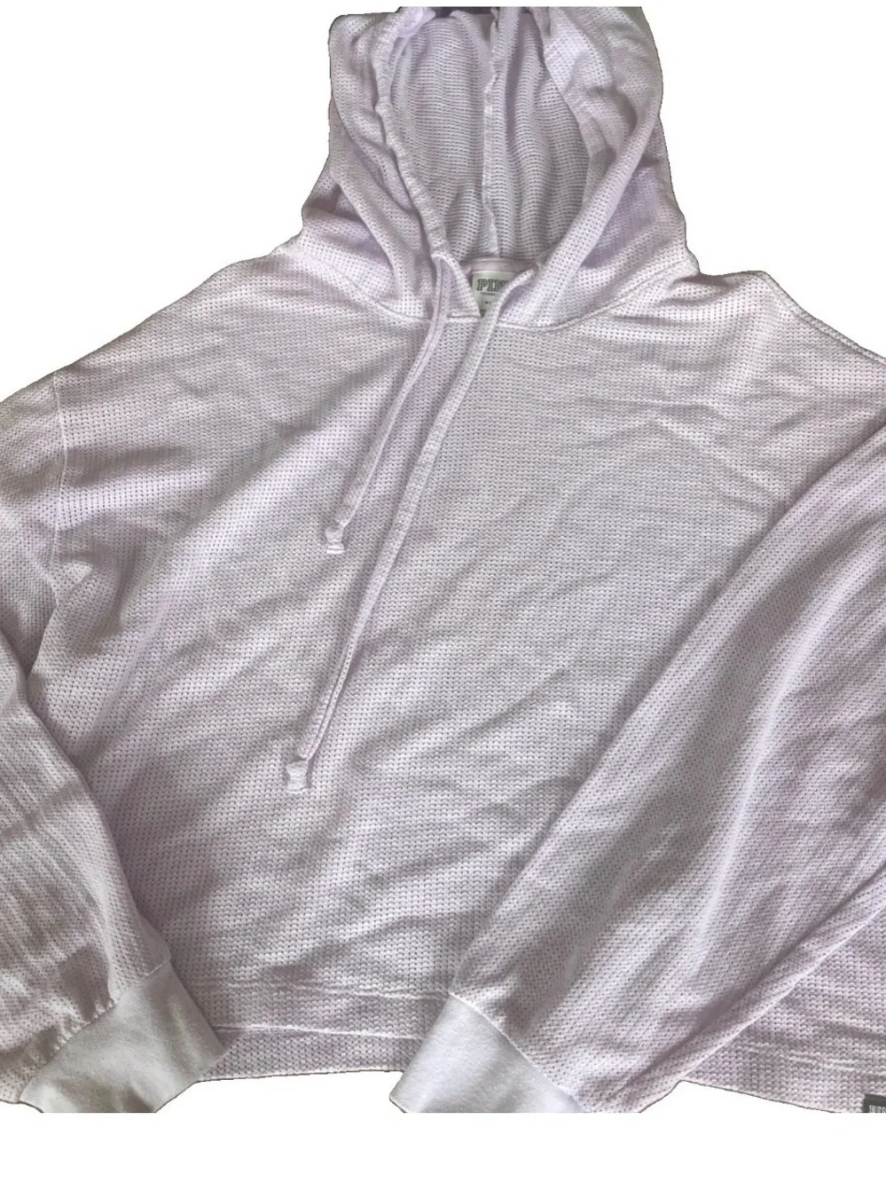 PINK Victoria's Secret lavender Crop Waffle-Knit Hoodie Medium